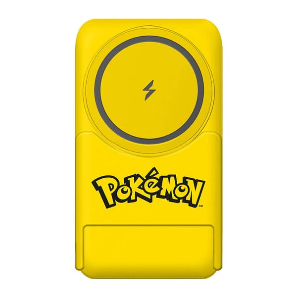 Magnetisk powerbank OTL 5000 mAh, USB-C 15W, Pokemon Pikatchu med stativ (gul)