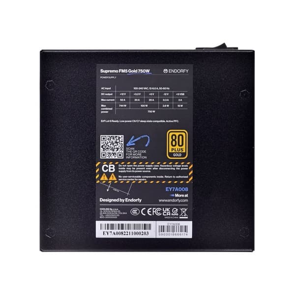 ENDORFY Supremo FM5 Gold 750 W strømforsyning 18+10-pin ATX ATX Sort