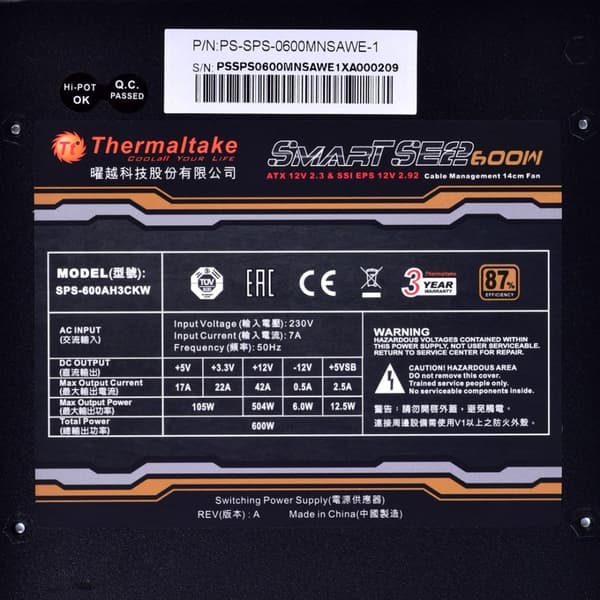 Thermaltake Smart SE2 600W strømforsyning ATX Sort