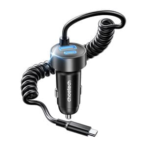 Choetech TC0030 65W 1C1A billaddare med dubbla portar med 1,2 m fjäderkabel