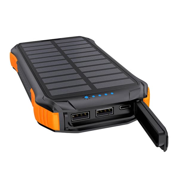 Choetech B659 Solenergibank med induktiv lading 2x USB 10000mAh Qi 5W (svart-oransje)