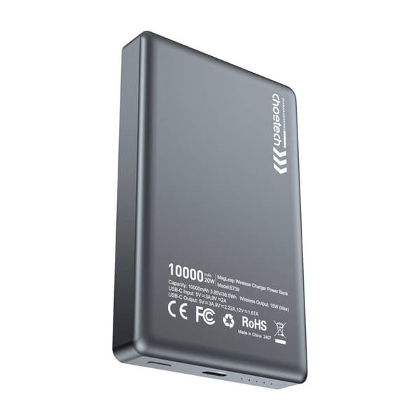 Choetech powerbank B739 10000mAh 20W PD tynd (sort)