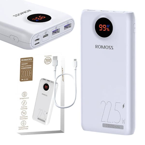 Powerbank Romoss SW20PF 20000mAh, 22,5W (hvit)