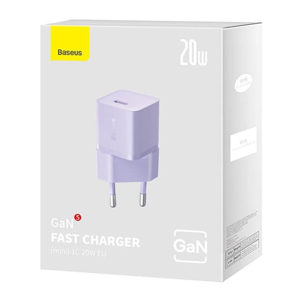 Mini vegglader Baseus GaN5 20W (lilla)