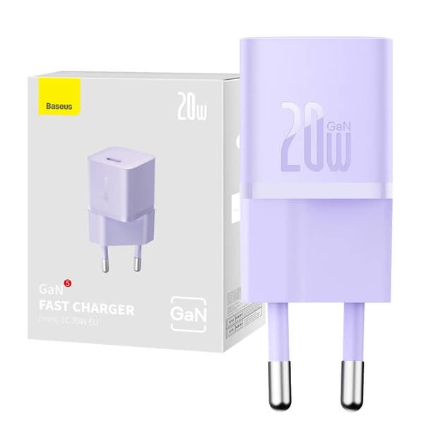 Mini vegglader Baseus GaN5 20W (lilla)
