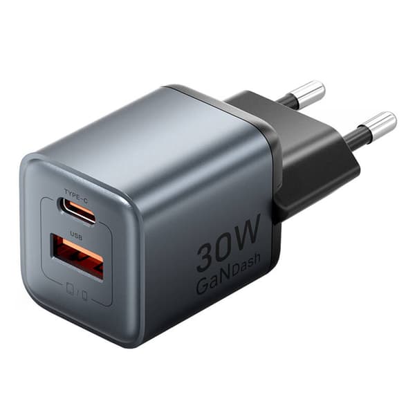 GaN Vention USB-C + USB-A 30W oplader (grå)