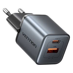 GaN Vention USB-C + USB-A 30W oplader (grå)