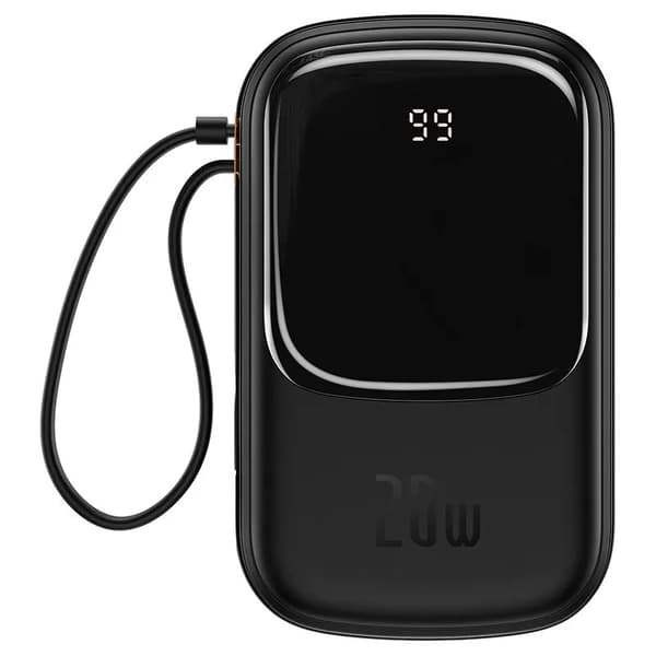 Powerbank Baseus Qpow PRO med Lightning-kabel, USB-C-port og USB 20000mAh, 20W (svart)