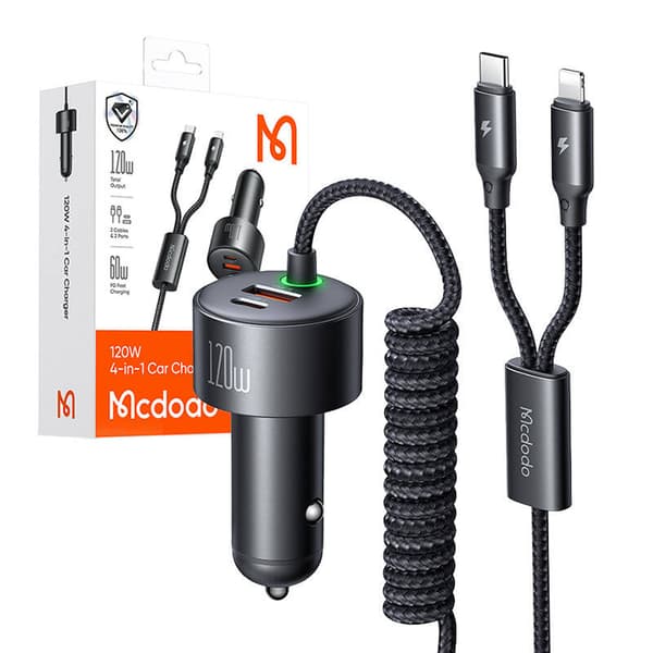 Mcdodo CC-0370 billader, USB-C, Lightning, 120W, uttrekkbare kabler