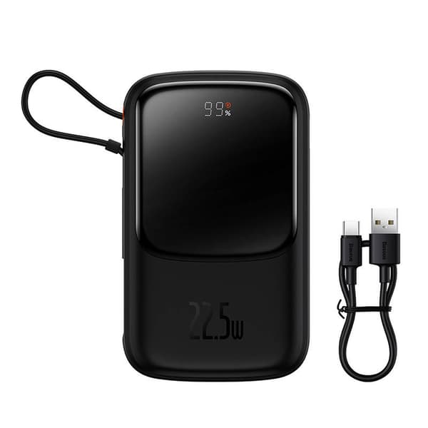 Powerbank Baseus Qpow PRO med kabel, 10000mAh, 22,5W (sort)