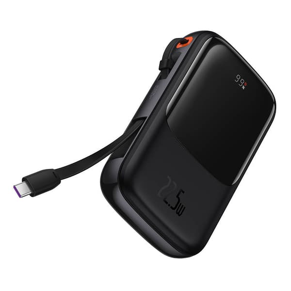 Powerbank Baseus Qpow PRO med kabel, 10000mAh, 22,5W (sort)