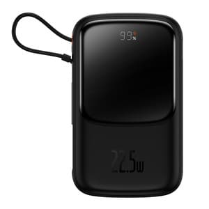 Powerbank Baseus Qpow PRO med kabel, 10000mAh, 22,5W (sort) Sort