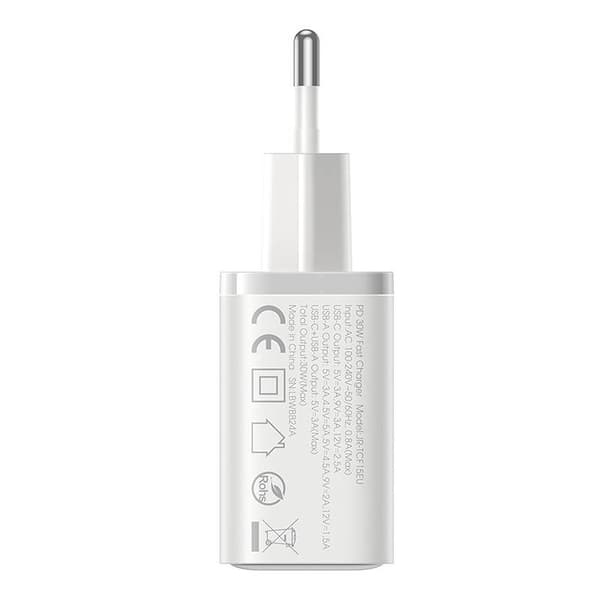 Joyroom TCF15 Dual-Port (A+C) 30W strömladdare (vit)