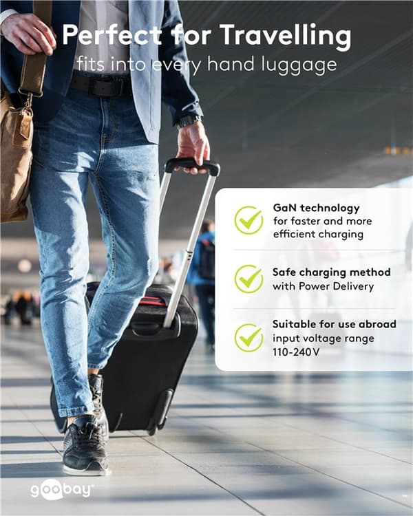 USB-C™ PD GaN dobbelt hurtigoplader Nano (35 W) hvid