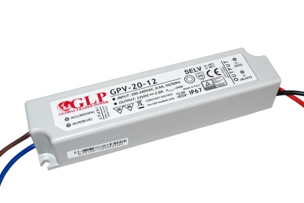 Hermetisk strømforsyning 20W IP67 GPV-20 DC 12V 2A