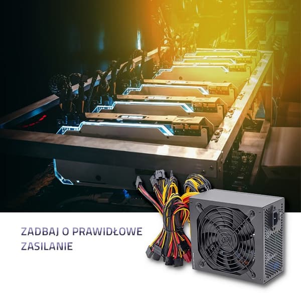 Qoltec 50348 ATX 1800W strømforsyning | 80 Plus Platinum | Gaming Miner