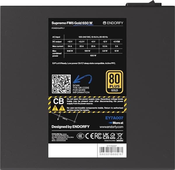 Strømforsyning Endorfy Supremo FM5 Gold 650W (EY7A007)