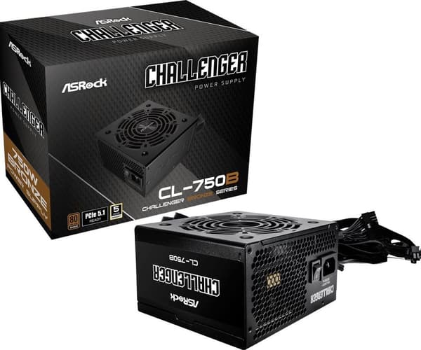 ASRock CHALLENGER 750W 80 Plus Bronze strømforsyning Sort
