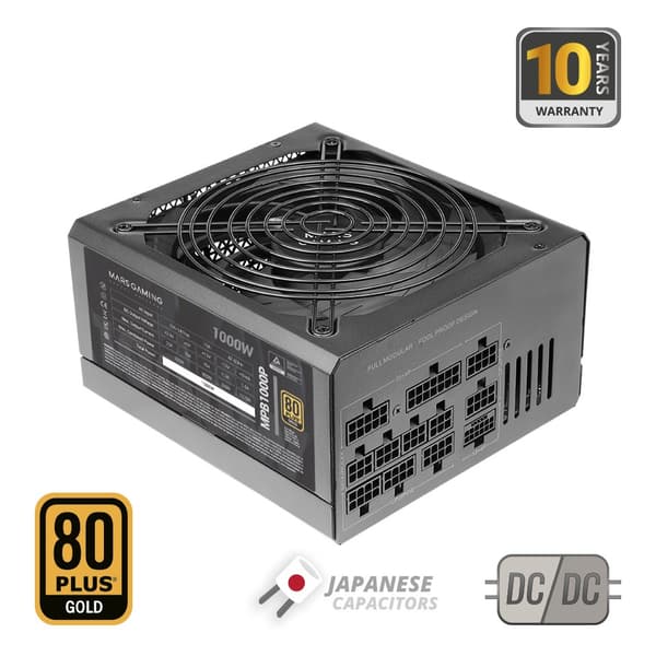 Mars Gaming MPB1000P strømforsyning 1000 W 24-bens ATX ATX Sort