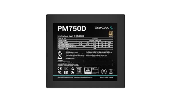 DeepCool PM750D strømforsyning 750 W 20+4-pin ATX ATX Sort