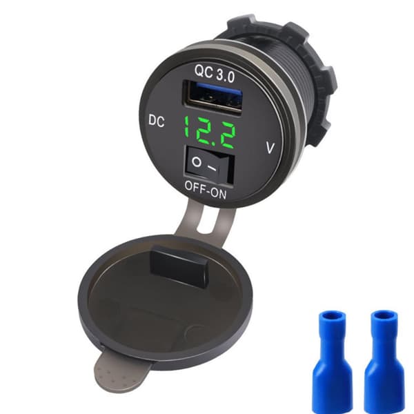 INF Volttimittarikytkin auton modifiointi Single QC3.0 Ruohon väri