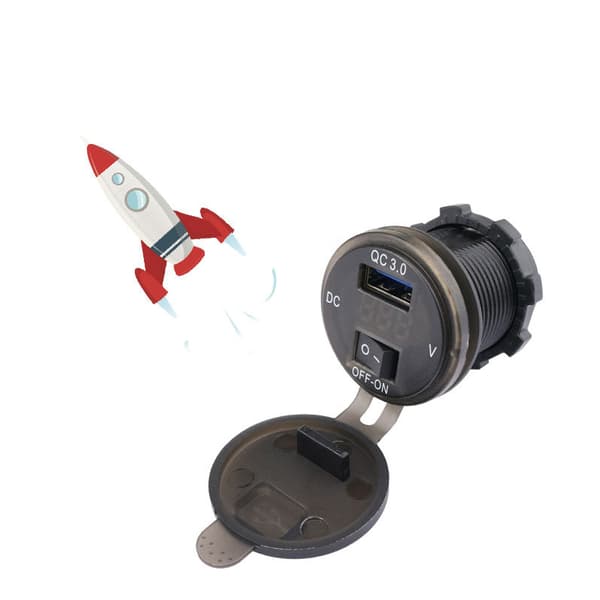 INF Voltmeter Switch Bilmodifiering Enkel QC3.0 Röd