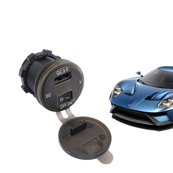INF Voltmeter Switch Bilmodifiering Enkel QC3.0 Röd