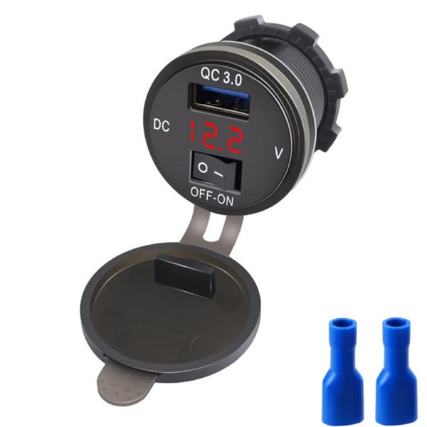 INF Voltmeter Switch Bilmodifiering Enkel QC3.0 Röd