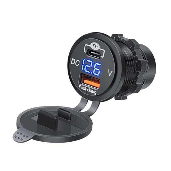 INF Hurtigopladende biloplader med voltmeter