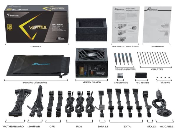 Seasonic VERTEX GX-1000 strømforsyning 1000 W 20+4-pin ATX ATX Sort