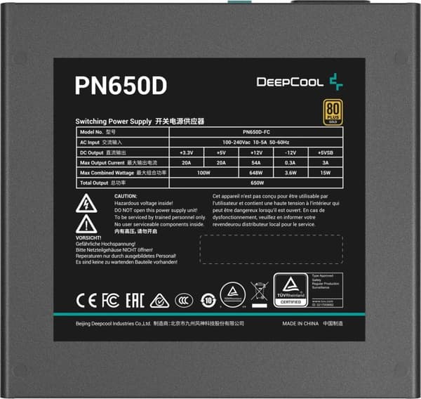 Deepcool PN650D 650w Gold Direkte Strømforsyning