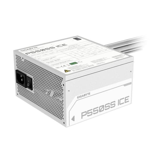 GIGABYTE P550SS ICE strømforsyning - PCIe 5.0, 80 PLUS sølv, fuldt modulært design, 120 mm blæser, ATX 3.0 kompatibel, EU-stik
