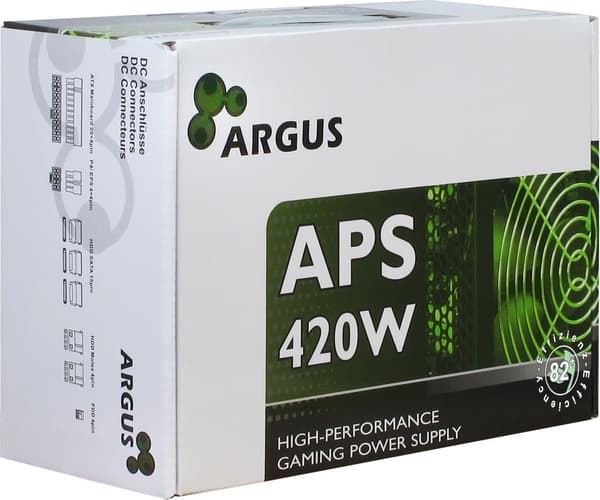Virtalähde Inter-Tech Argus APS - 420 W - 115 - 230 V - 47 - 63 Hz - +12V1, +12V2, +3,3 V, +5 V, +5 Vsb, -12 V - Aktiivinen - 103 W