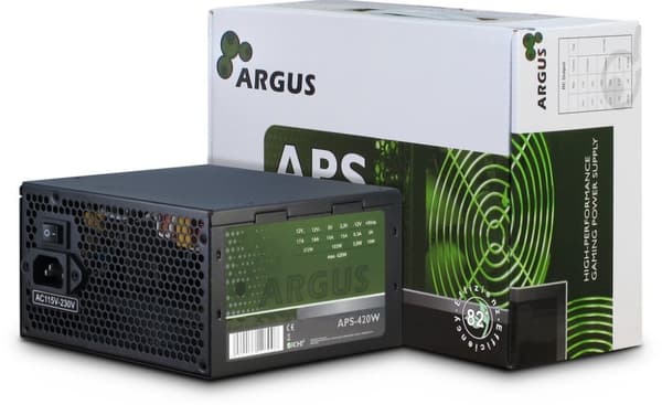 Virtalähde Inter-Tech Argus APS - 420 W - 115 - 230 V - 47 - 63 Hz - +12V1, +12V2, +3,3 V, +5 V, +5 Vsb, -12 V - Aktiivinen - 103 W