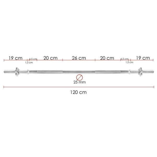 Viking Choice Kromstål Stang - 120cm, 140kg Kapacitet, til professionelle atleter og bodybuildere