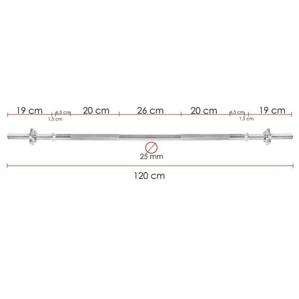 Viking Choice Kromiteräs Säädettävä Käsipainotanko - 120cm, 140kg Max Kuorma, Kestävä Kuntosaliväline