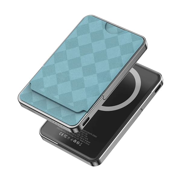 Magnetisk Power Bank 5000mAh, Hurtigopladning, Kompakt Design,5000mAh, Blå