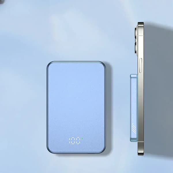 Magnetisk trådløs powerbank, 10000mAh kapacitet, USB C PD20W hurtigopladning,Blå 5000mAh