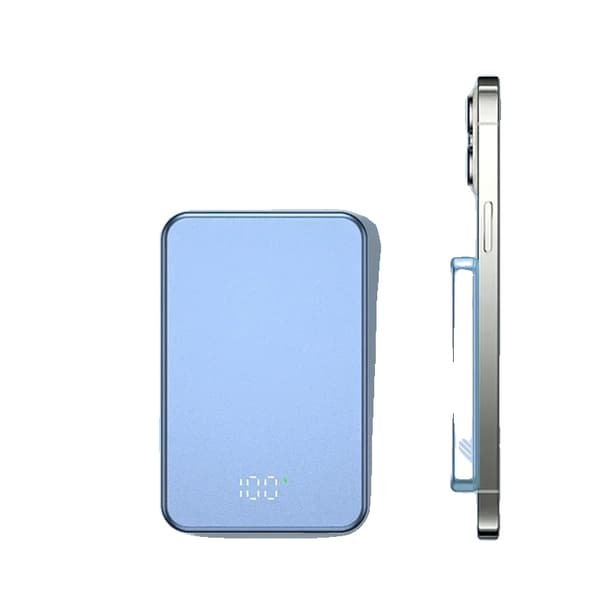 Magnetisk trådløs powerbank, 10000mAh kapacitet, USB C PD20W hurtigopladning,Blå 5000mAh