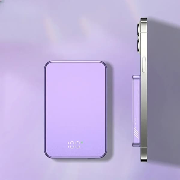 Magnettinen langaton power bank, 10000mAh kapasiteetti, USB C PD20W nopea lataus,Violetti 10000mAh