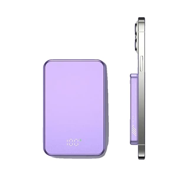Magnettinen langaton power bank, 10000mAh kapasiteetti, USB C PD20W nopea lataus,Violetti 10000mAh