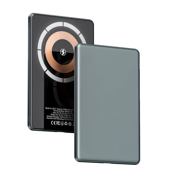 Bærbar Magnetisk Trådløs Power Bank, 5000mAh Kapacitet, 20W Hurtigopladning,Grå, 5000mAh