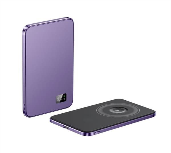 Langaton Power Bank, erittäin ohut muotoilu, kaksisuuntainen nopea lataus,5000mAh, Violetti