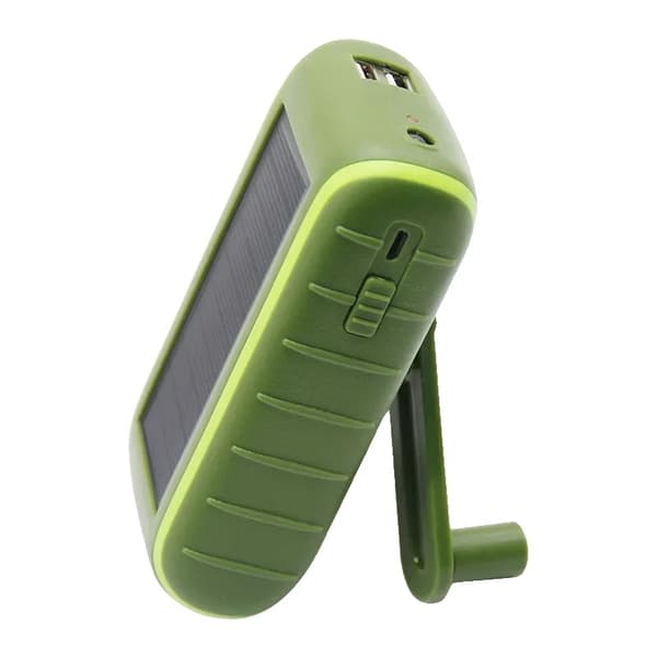 Bærbar Power Bank, 6000mAh kapacitet, solopladningsfunktion,grøn, 6000MAH