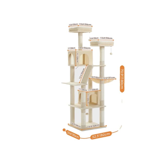 Multi-Level Katte træ, 70,9 tommer højde, 6 Kradseposter,AMT0239BG, XL