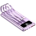 Miniatyrbillede 1 af 2: Bærbar Power Bank, 10000mAh kapacitet, indbyggede kabler,lilla, 10000mAh