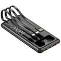 Miniatyrbillede 1 af 2: Bærbar Power Bank, 10000mAh kapacitet, indbyggede kabler,Sort, 10000mAh