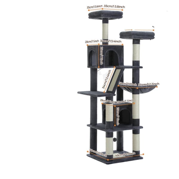 Multi-Level Katte træ, 70,9 tommer højde, 6 Kradseposter,AMT0239DGY, XL