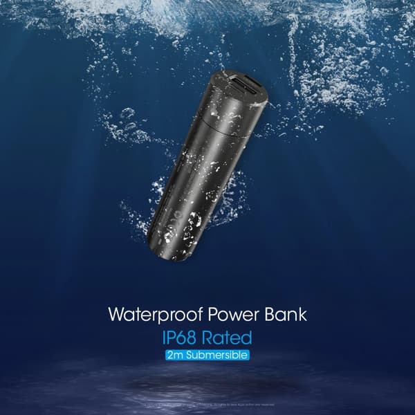 IP68 Klassad Vattentät Powerbank, 5000mAh Kapacitet, Envägs Snabbladdning,5000mAh