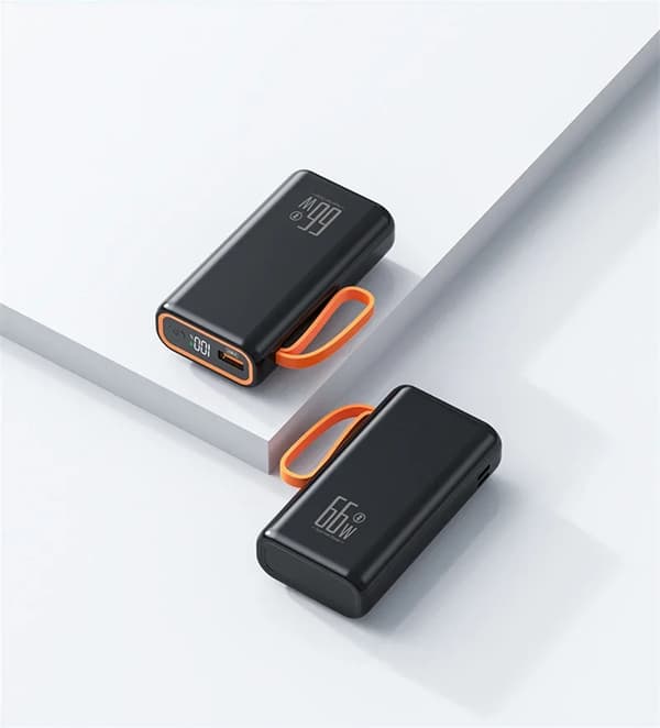 Bærbar Power Bank, 20000mAh kapacitet, 66W hurtigopladning,20000mAh, Sort